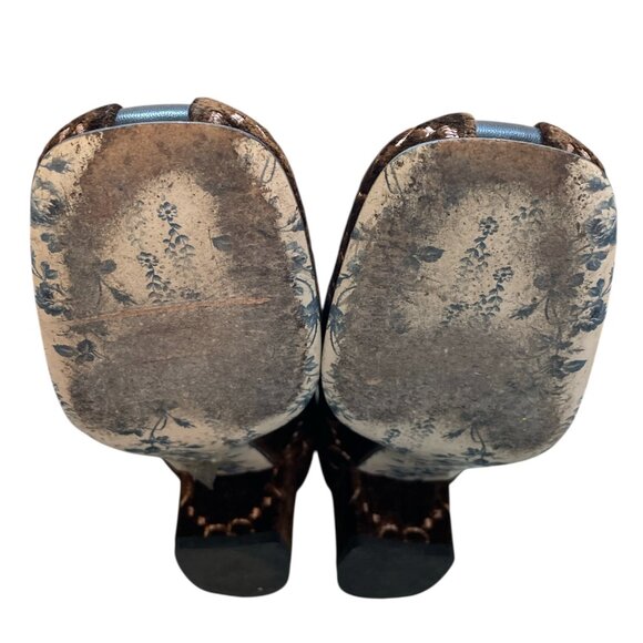 GUCCI Velvet GG Logo Block Heel Brown Square Toe Mules Loafers Flats Cat \\ 37 - Picture 11 of 13